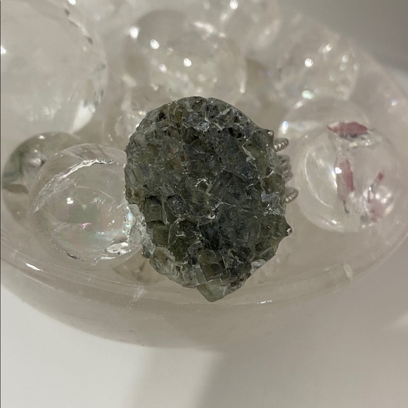 Apophyllite Crystal Cluster Statement Ring - Picture 3 of 7